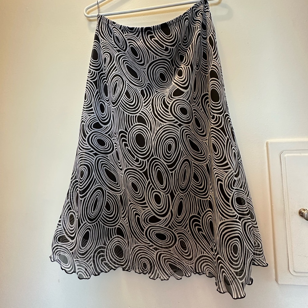 AB Studio brand size M midi skirt with sheer overlay on bottom